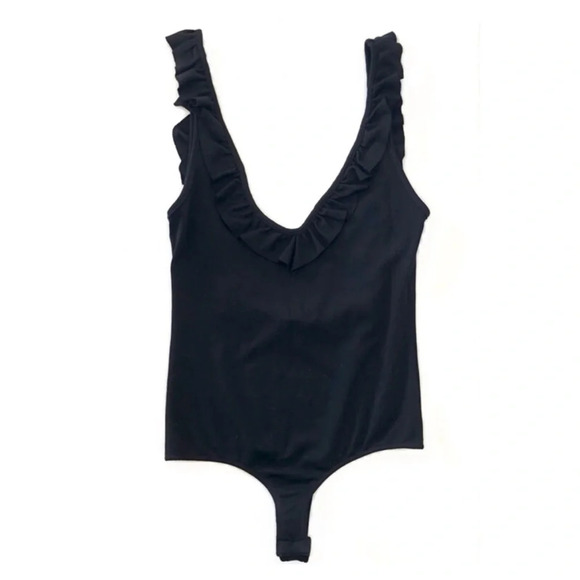 Free People Intimately - Black Ruffle Low Back Bodysuit - Size Small - EUC! - Picture 6 of 7